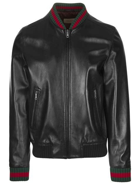 gucci leather jacket cheap|gucci web black leather jacket.